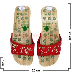 Тапочки массажные деревянные (размер 40) со вставками из нефрита - фото 93887