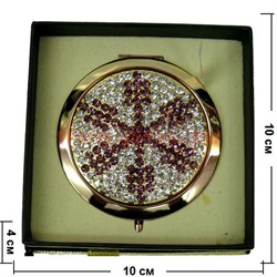 Зеркало косметическое, карманное со стразами  (Z-1372) - фото 94261