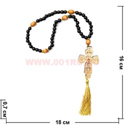 Четки с крестом (длина 30 см) 50 штук "5 деревянных бусин" - фото 94667