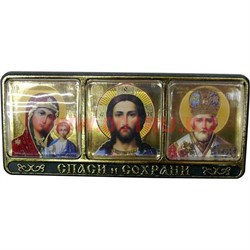 Амулет православный на липучке "триптих" золотой цена за 25 штук - фото 94682