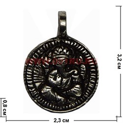 Подвеска Ганеша металлическая под мельхиор - фото 95435