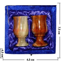 Набор из 2 бокалов 7 см (1,5х3) из оникса (LK) в бархатной коробочке - фото 95514