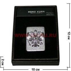 Зажигалка USB Hong Xuan серебристая "Герб" - фото 95765