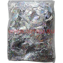 Пайетки "лист" крупный "серебрянный" цена за уп из 100 гр - фото 95914