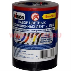 Изолента ПВХ Unibob разноцветная 15 мм Х 10 м (5 шт/уп) - фото 96838
