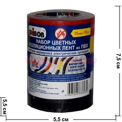 Изолента ПВХ Unibob разноцветная 15 мм Х 10 м (5 шт/уп) - фото 96839