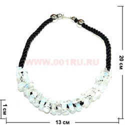 Бусы из натур.камня на кожаном ремешке 45 см лунный камень - фото 96977