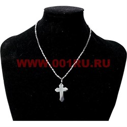 Подвеска из гематита "крестик" православный - фото 97370