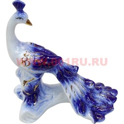 Павлин из фарфора под "гжель" 14 см высота (96 шт/кор) - фото 98754