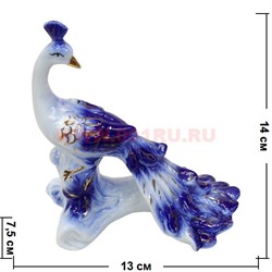 Павлин из фарфора под "гжель" 14 см высота (96 шт/кор) - фото 98755