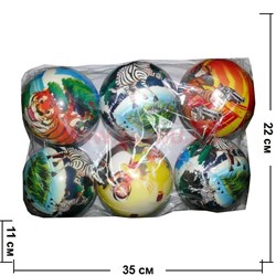 Мячик прыгающий 11 см с рисунком 6 шт/упаковка - фото 98772