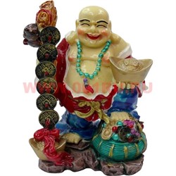 Нэцке, хотей цветной со слитком и монетами (11,5 см высота) - фото 98878