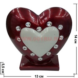 Сердце со стразами на подставке (DL-33) цена за 48 штук - фото 99121