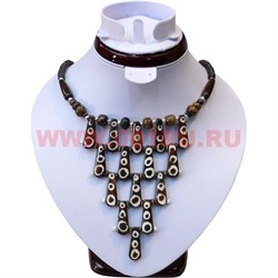 Бусы колье из кости с узорами (производство Индия) - фото 99284
