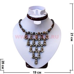 Бусы колье из кости с узорами (производство Индия) - фото 99285