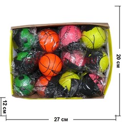 Мячик прыгающий резиновый 60 мм со шнурком 24 шт/упаковка - фото 99290