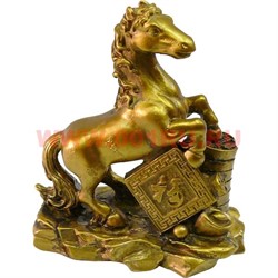 Лошадь с иероглифом Фу, нецке полистоун 10, 5 см - фото 99361