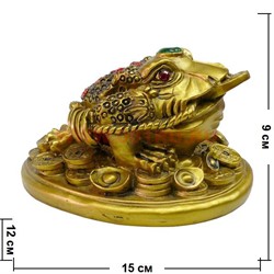 Жаба Фэншуй с зеленым камешком и монетой - фото 99410