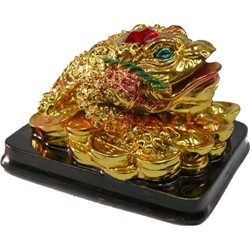 Жаба Феншуй "под золото" на подставке - фото 99417