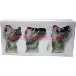 Петухи из фарфора 11 см (NS-1050) набор 3 шт - фото 99714