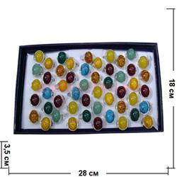 Набор колец камни минералы овалы 50 шт/упаковка - фото 99741