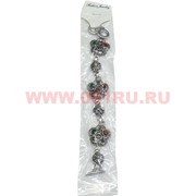 Браслет с камнями серебристый (M-100) цветочком цена за упаковку из 12шт
