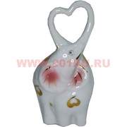 Два слоника «сердце» 13 см (KL-1118) из фарфора