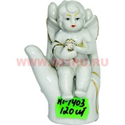 Ангелочек (KL-1403) фарфоровый 9 см с жемчужиной 120 шт/кор