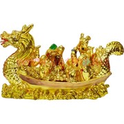 Статуэтка "Золотой дракон-лодка с 8 богами"
