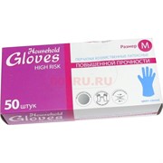 Перчатки синие Household Gloves размер M 50 шт латексные Перчатки синие Household Gloves размер M 50 шт латексные