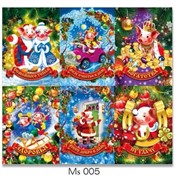 Магнит Новогодний 6-в-1 (MS-005) размер 6,5х4,7 см цена за 6 шт