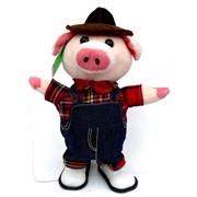 Игрушка музыкальная (AJ-305) Свинка в комбинезоне на 3 песни
