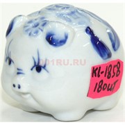 Свинка из фарфора 4,5 см под гжель (KL-1858) символ 2019 года