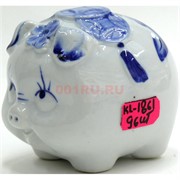 Свинка из фарфора 7 см под гжель (KL-1861) символ 2019 года