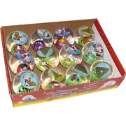 Мячики светящиеся с Дедом Морозом 65 мм 12 шт/упаковка