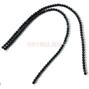 Бусины агат круглые черные 6 мм для рукоделия на нитке 40 см