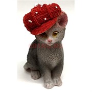 Кошка (K20) с шляпой из керамики