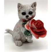 Кошка из керамики (K11) с розой