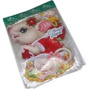 Картинка новогодняя 10 шт/уп "Крыса на деньгах"