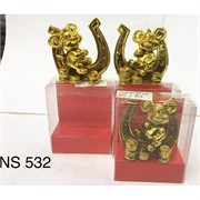 Крыса в подкове с деньгами (NS-532) фигурка из полистоуна