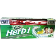 Зубная паста «Dabur Herb'l» мята и лемон 150 г с зубной щеткой