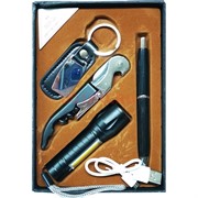 Набор подарочный «фонарик, ручка, брелок, штопор-нож» W3-2
