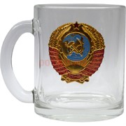 Чашка с ручкой «герб СССР» стеклянная