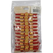 Браслет из красной нити (J-115) из дерева с крестами 12 шт/уп