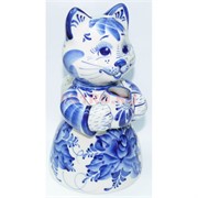 Чайник с кошкой гжель 22 см из керамики