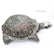 Фигурка черепаха (W72128) полистоун серебро 22 см