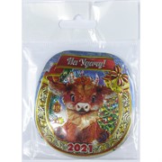 Магнит из ПВХ овальный на Счастье Бык Символ 2021 года