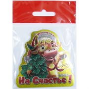 Магнит из ПВХ На счастье Бык с елкой Символ 2021 года