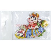 Магнит деревянный объемный Рог Изобилия Бык Символ 2021 года