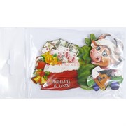 Магнит деревянный объемный Деньги в дом Бык Символ 2021 года